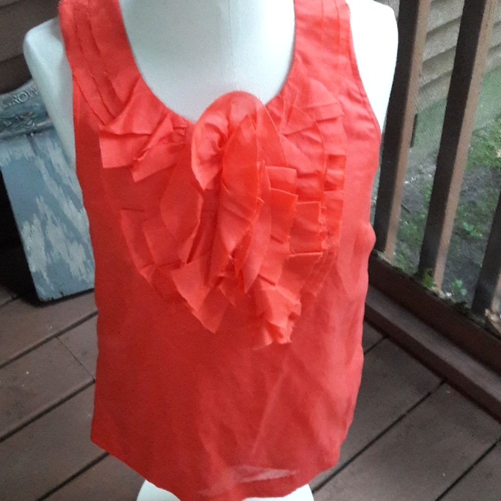 J. Crew coral ruffle sleeveless top size 6